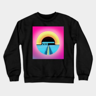Colorful cyber abstraction circle yellow and blue Crewneck Sweatshirt